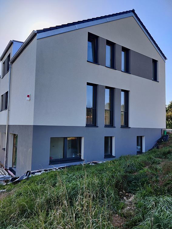 Passivhaus 300mm WDVS mit KEIM Farben